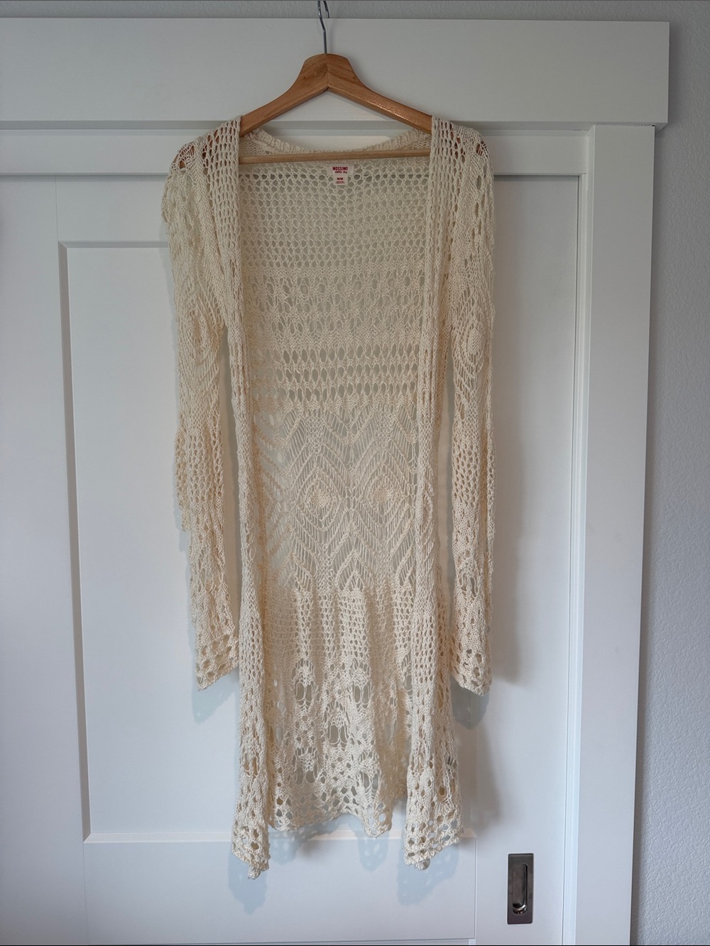 Mossimo Supply Co. Cream Crochet Open-Front Cardigan